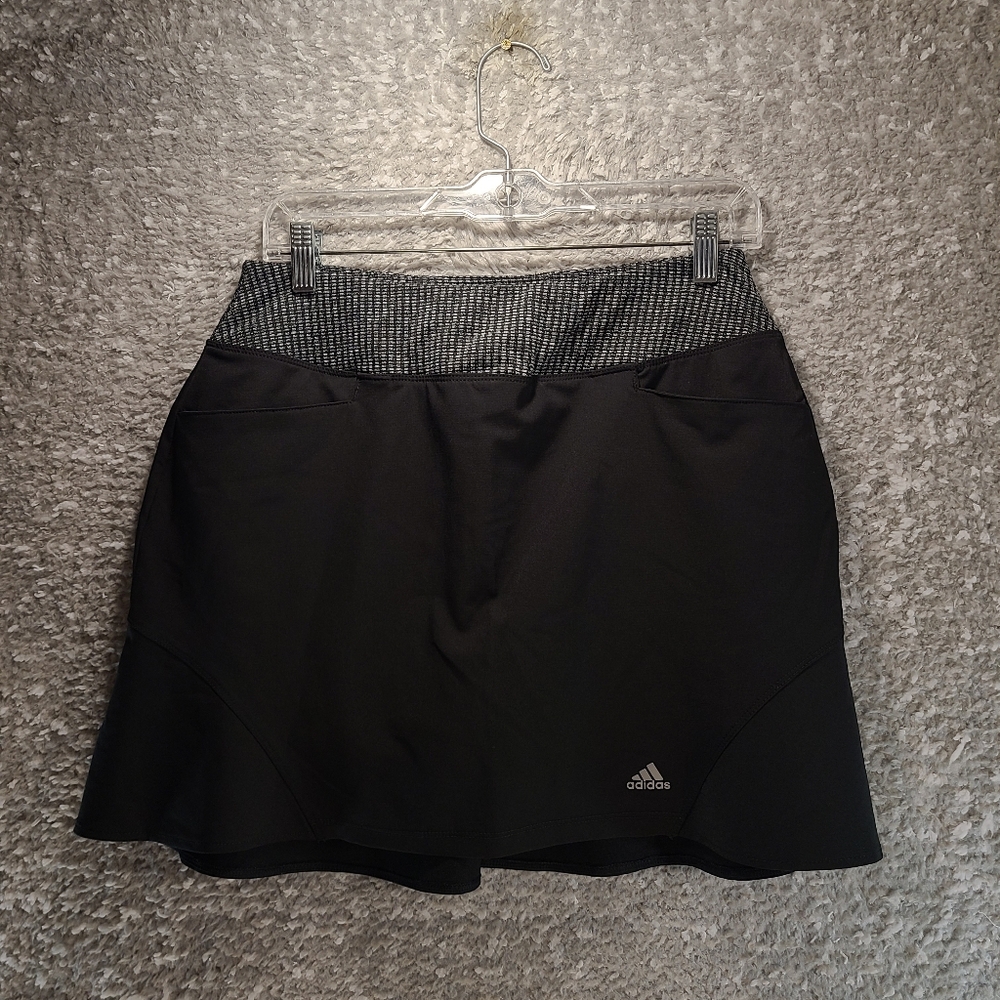 Adidas Golf Skort Small Flare Flex Waist Stretch Pockets Black Polyester